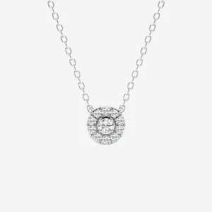0.14 TCW Round Moissanite Diamond Halo Necklace