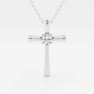 0.24 CT Round Moissanite Diamond Cross Necklace