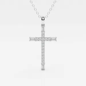 0.24 TCW Round Moissanite Diamond Cross Necklace