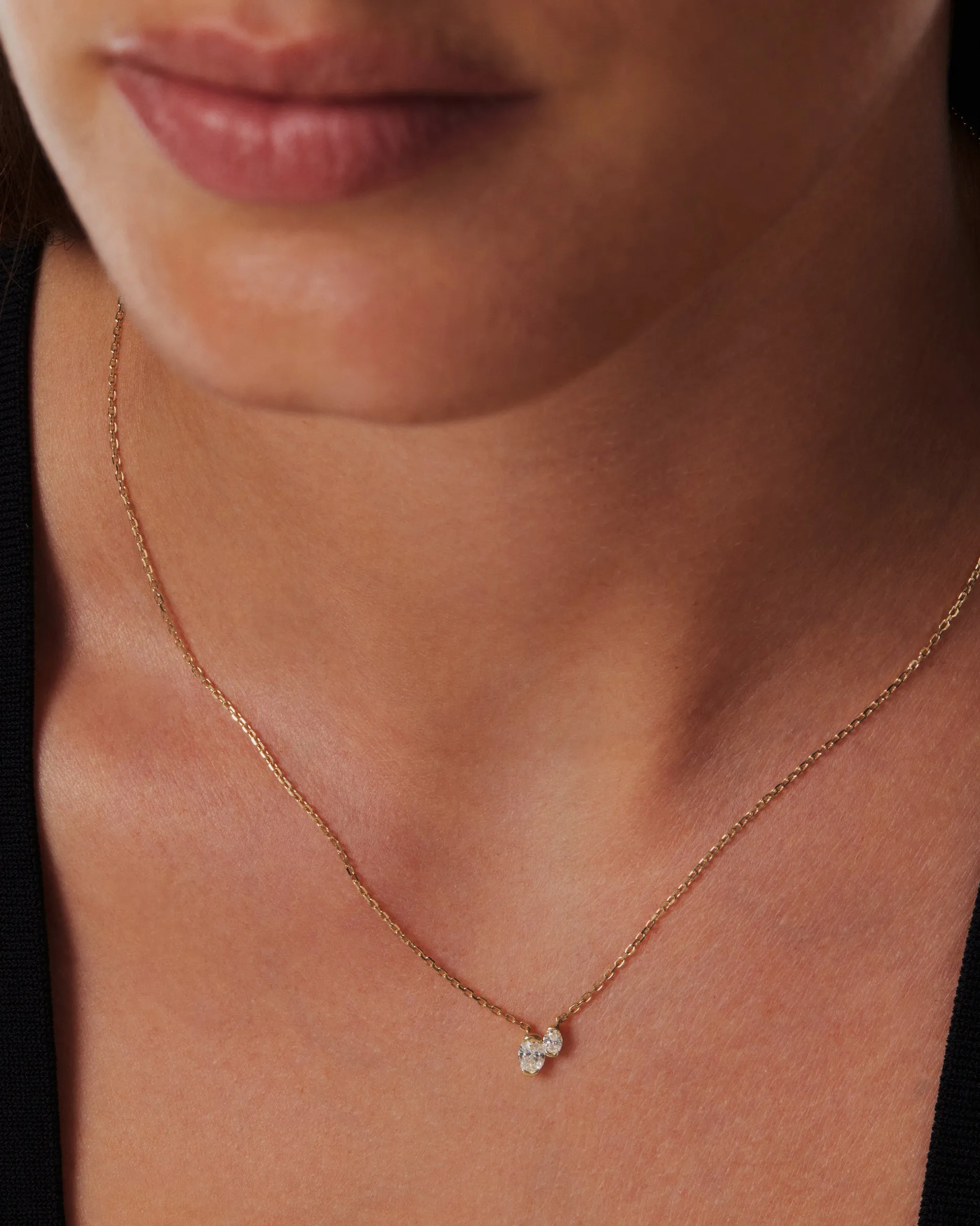 0.36 TCW Oval Moissanite Diamond Two Stone Necklace