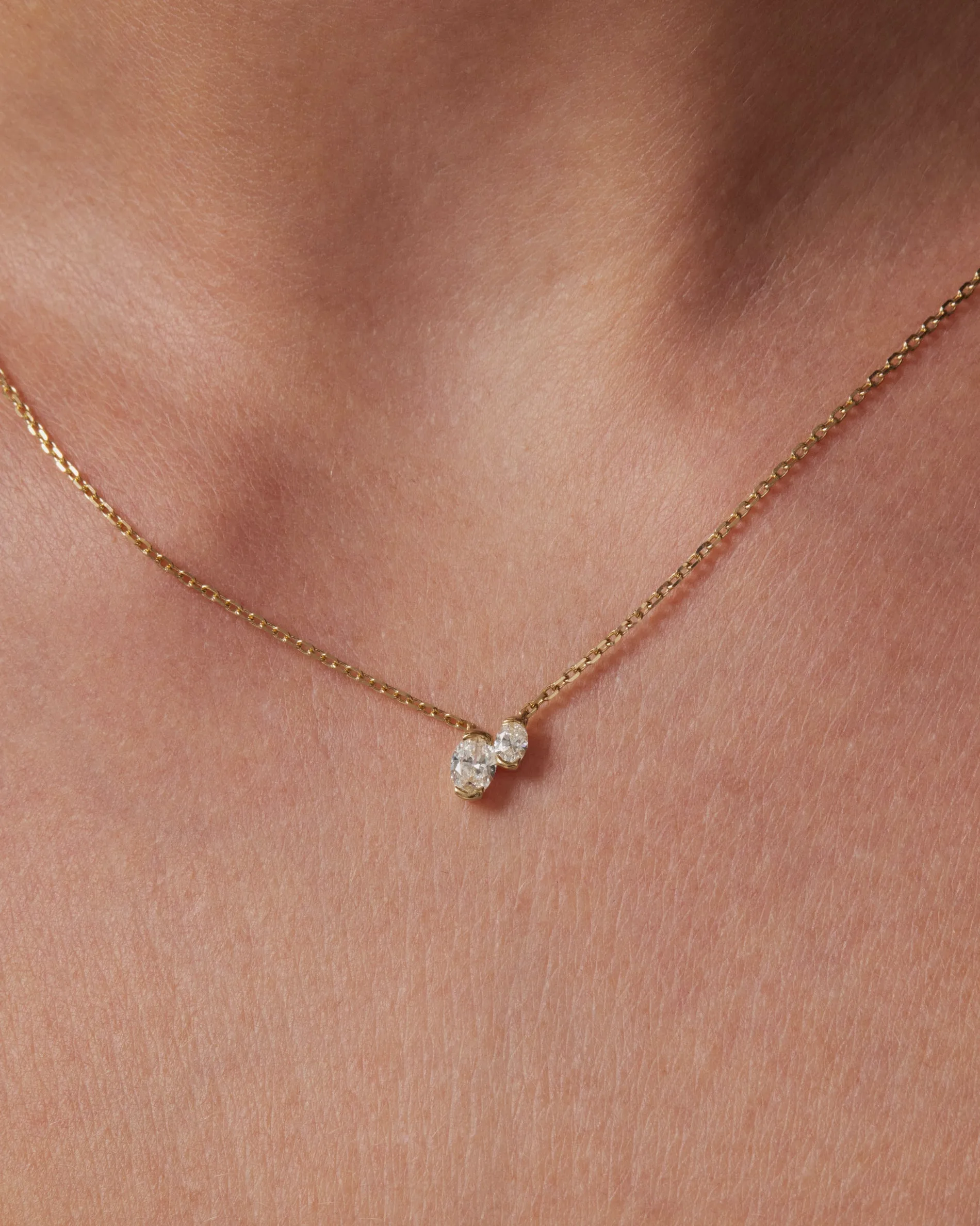 0.36 TCW Oval Moissanite Diamond Two Stone Necklace