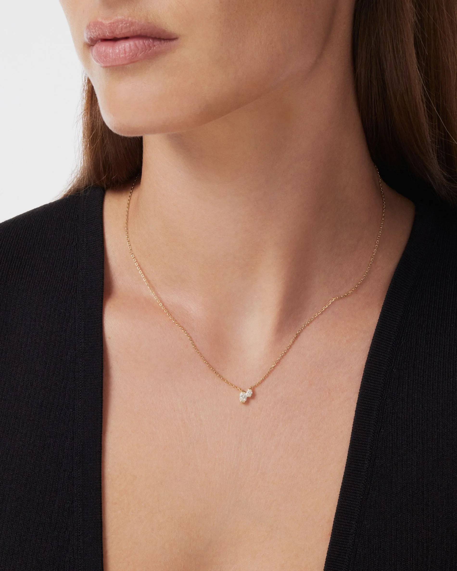 0.36 TCW Oval Moissanite Diamond Two Stone Necklace