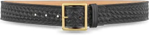 1-3/4" Basketweave Black Leather Garrison Belt - 100% Genuine Leather w/No Fillers - Comfort Fit for All Day Wear