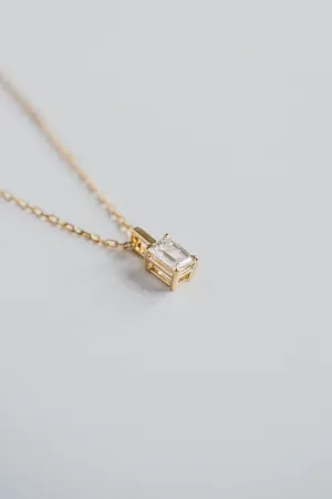 1.0 TCW Emerald Moissanite Diamond Solitaire Necklace