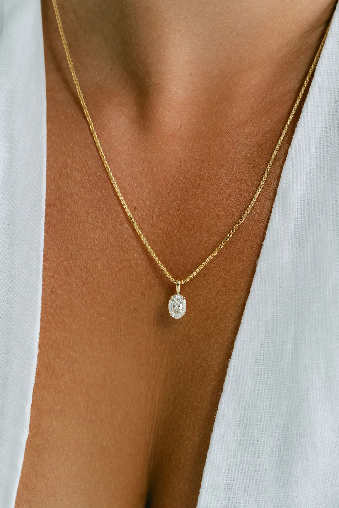 1.0 TCW Oval Moissanite Diamond Solitaire Necklace