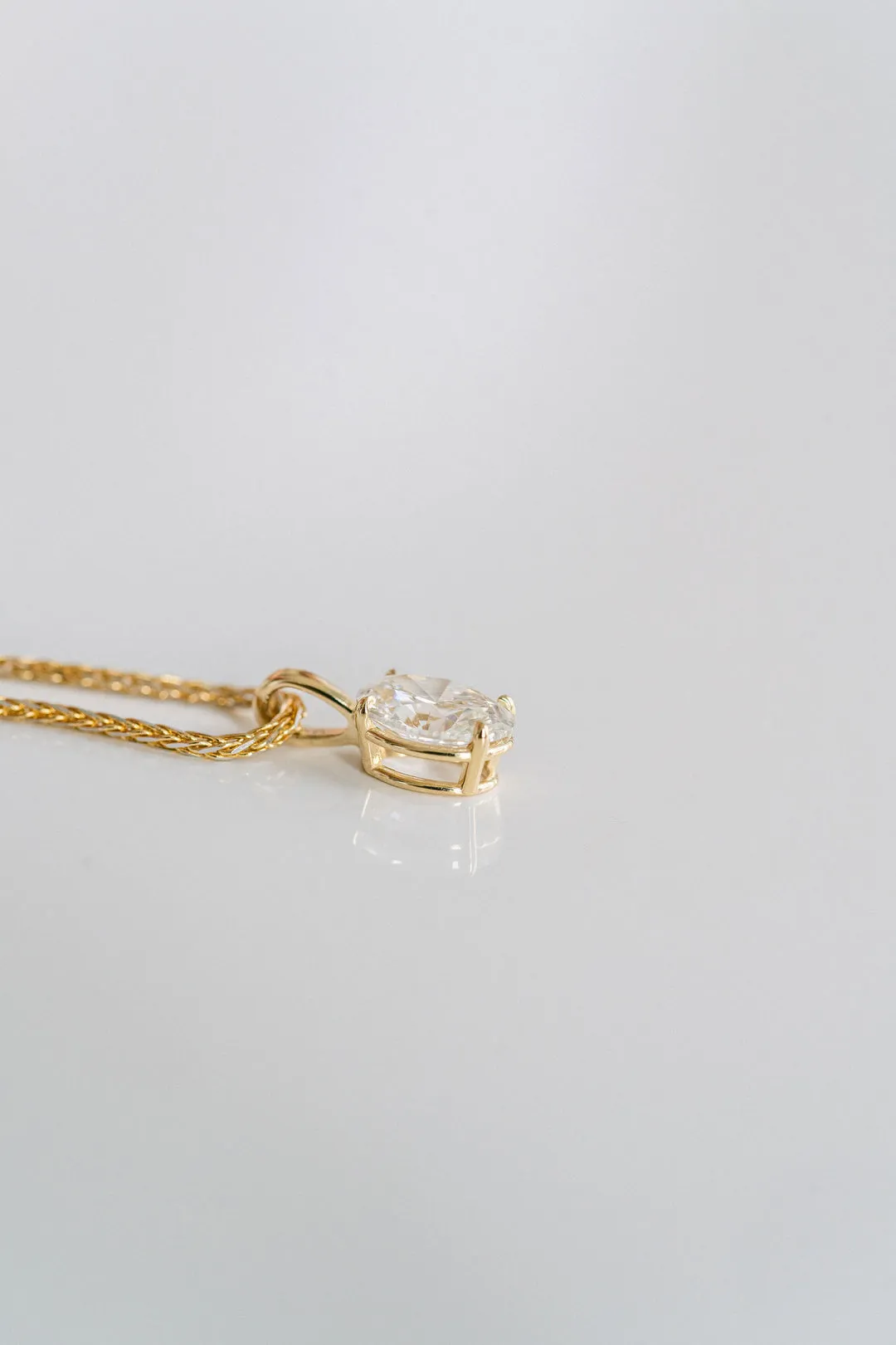 1.0 TCW Oval Moissanite Diamond Solitaire Necklace