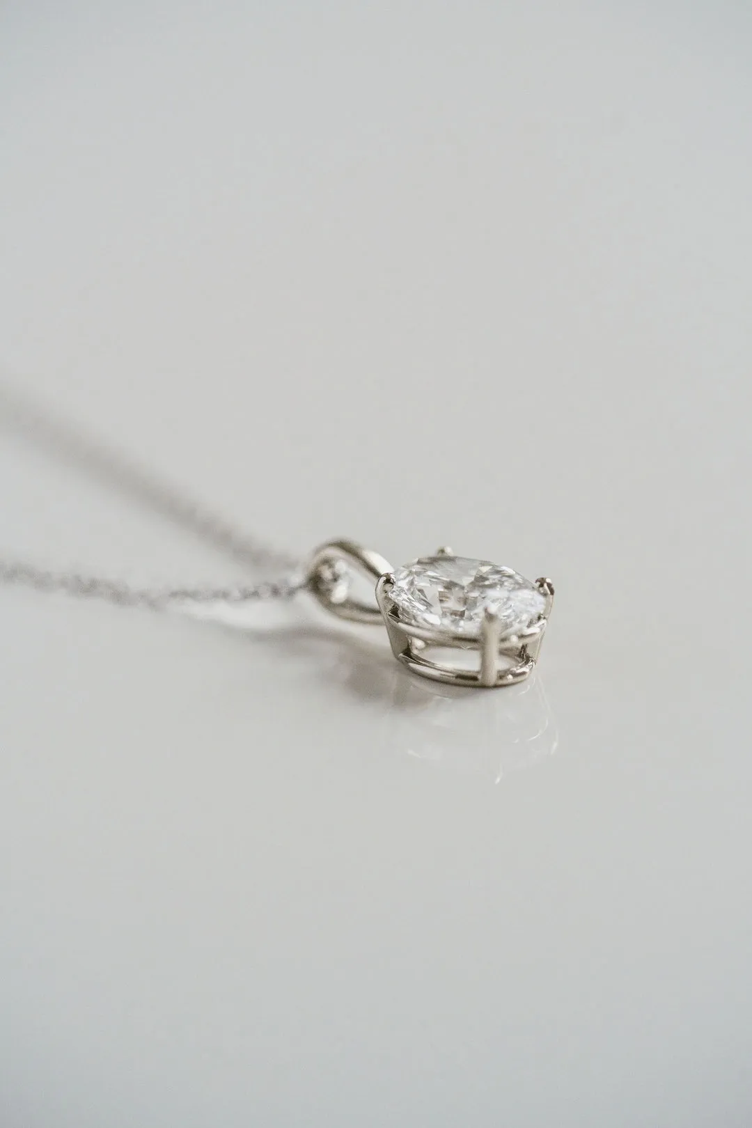 1.0 TCW Oval Moissanite Diamond Solitaire Necklace