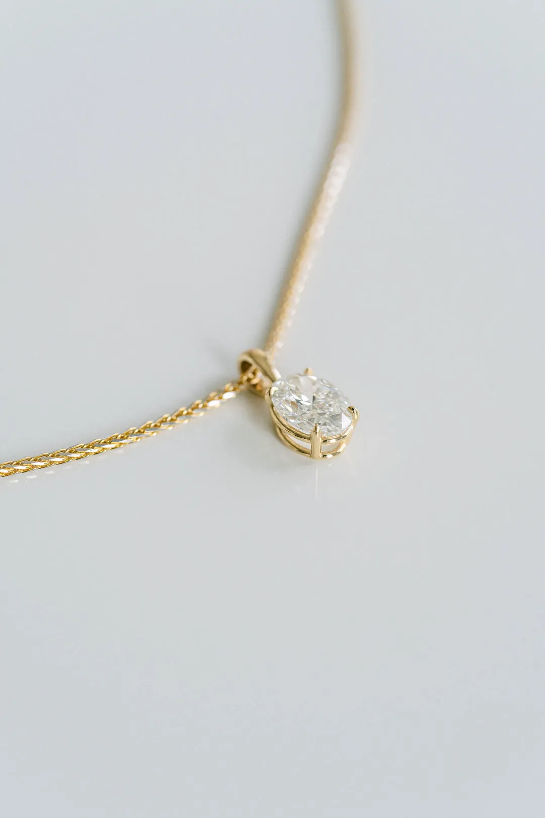 1.0 TCW Oval Moissanite Diamond Solitaire Necklace