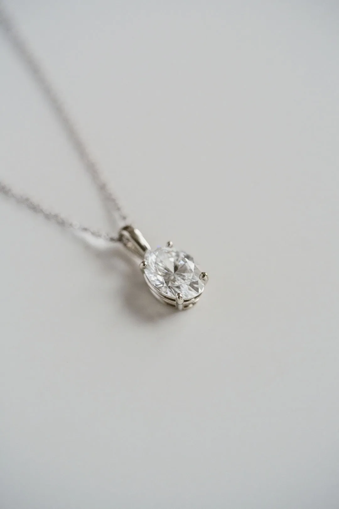 1.0 TCW Oval Moissanite Diamond Solitaire Necklace