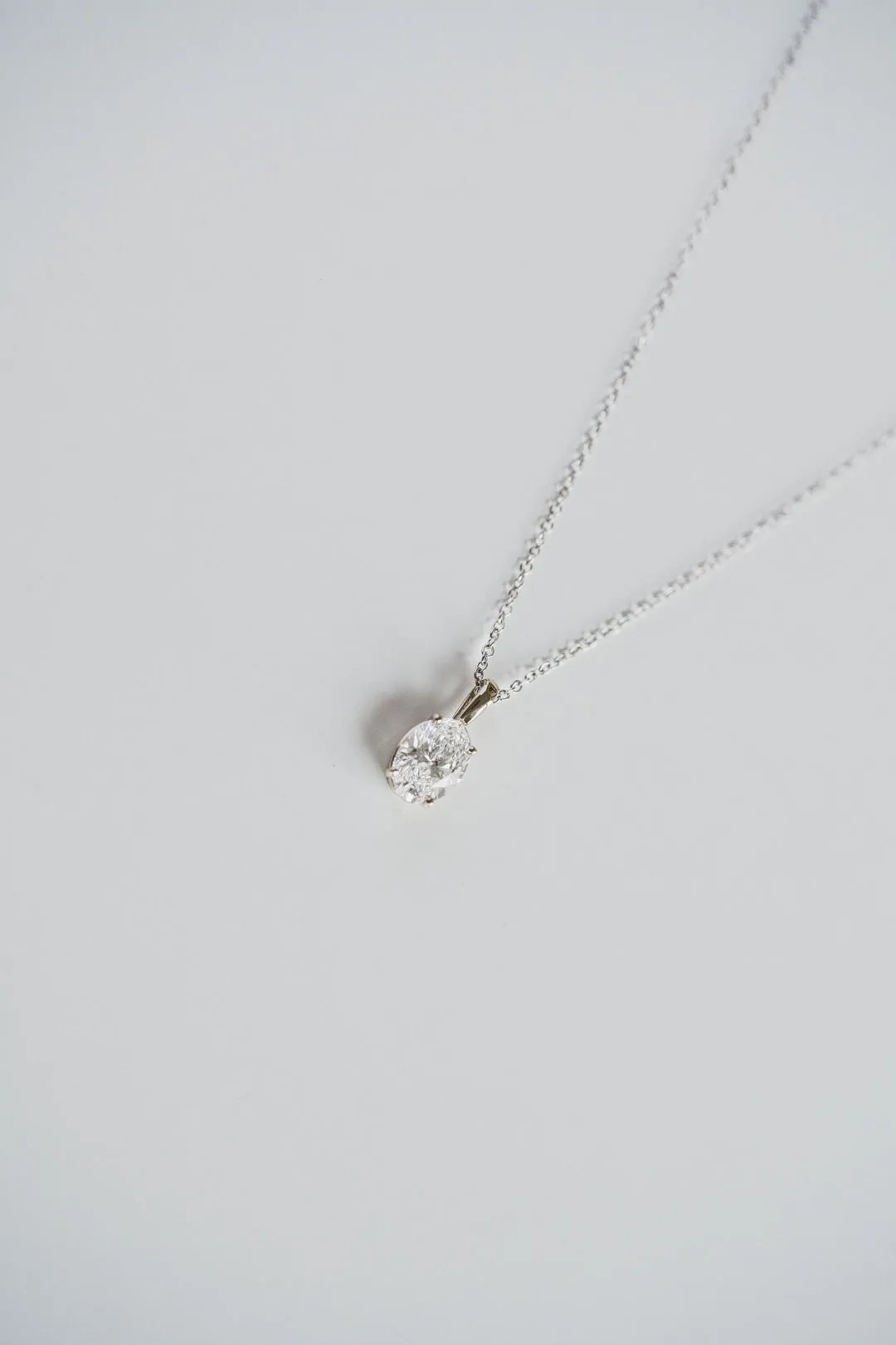 1.0 TCW Oval Moissanite Diamond Solitaire Necklace