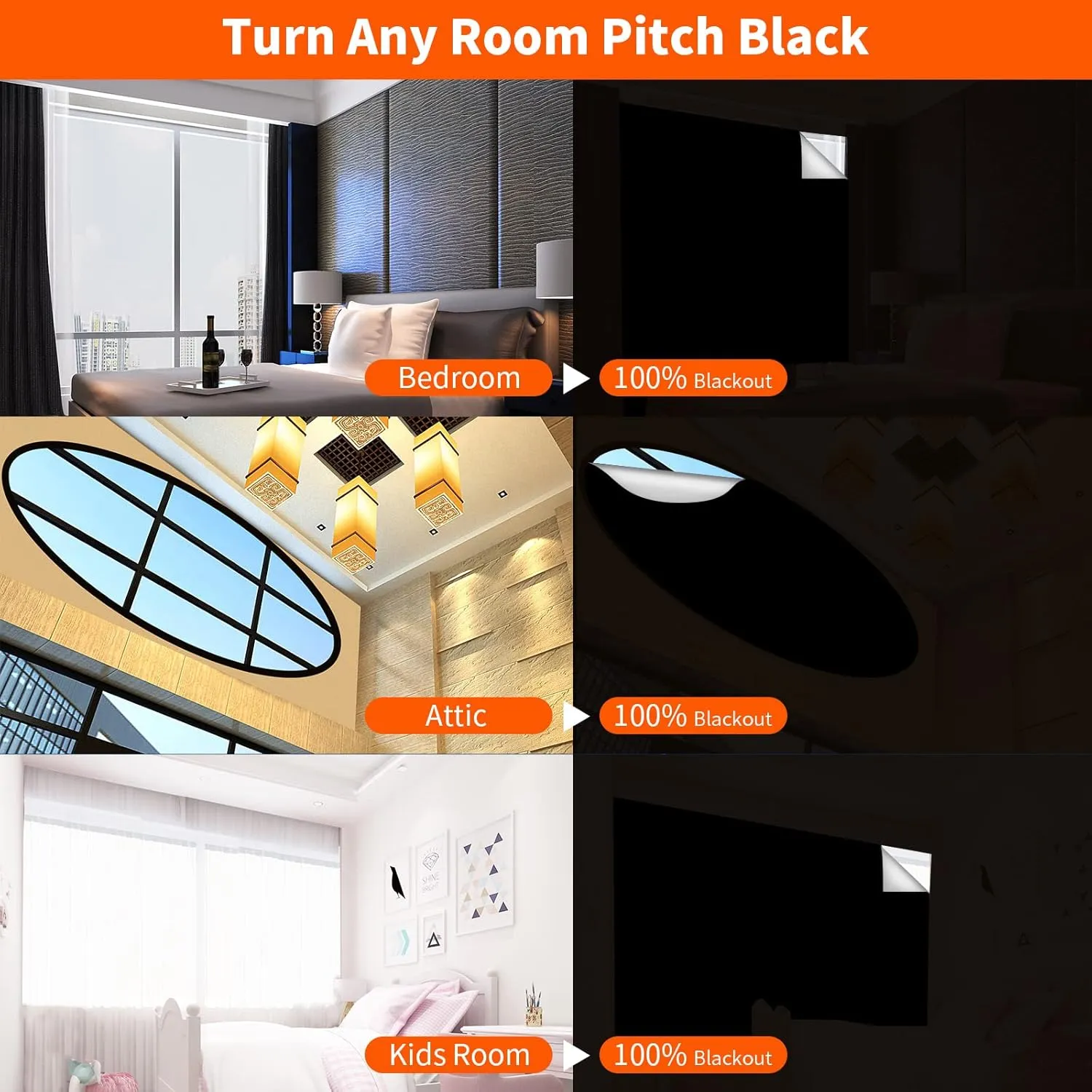 100% Blackout Blind Curtains Window Cover White (39"x 59") [DIY Cut to Any Size or Shape] [Hook & Loop Tabs][ Portable Bags for Travel ] [Light & UV Blocking ] for House,Baby Nursery,Apartment
