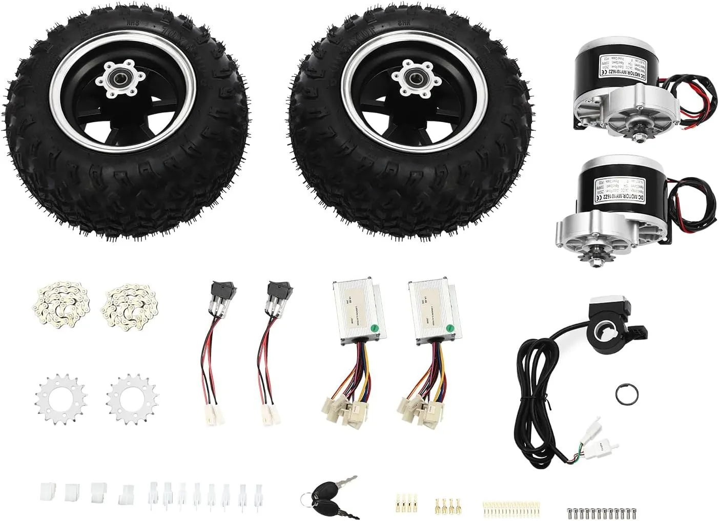 10In Motor Drive Air Wheel Conversion Kit,24V 250W Double Wheel Set for Electrical Beach Scooter,Wh-EEL K-it for Electric Cart Scooter,Wh-EEL Kit w/Thumb Throttle for Small go-Karts (24V 350W)