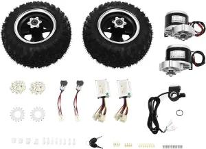10In Motor Drive Air Wheel Conversion Kit,24V 250W Double Wheel Set for Electrical Beach Scooter,Wh-EEL K-it for Electric Cart Scooter,Wh-EEL Kit w/Thumb Throttle for Small go-Karts (24V 350W)