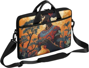 13-15 inch Green Leafy Branches portable laptop bag Round Tribes Wallpaper single shoulder laptop bag, suitable for work, travel, and other purposes