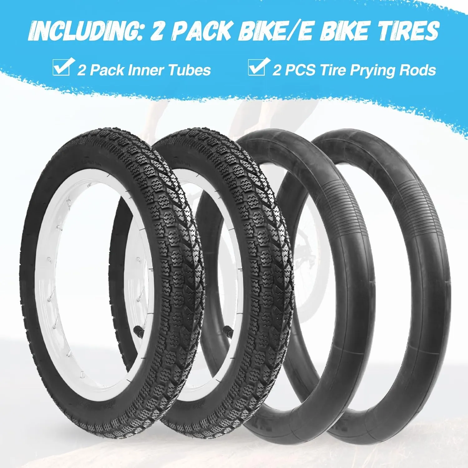 14 Inch E-Bike Tire Kids Bike Tire 2 Pack 14x2.125 Bicycle Tires with 2 Pack Inner Tubes Folding Replacement Bicycle Tire for Electric Bicycle