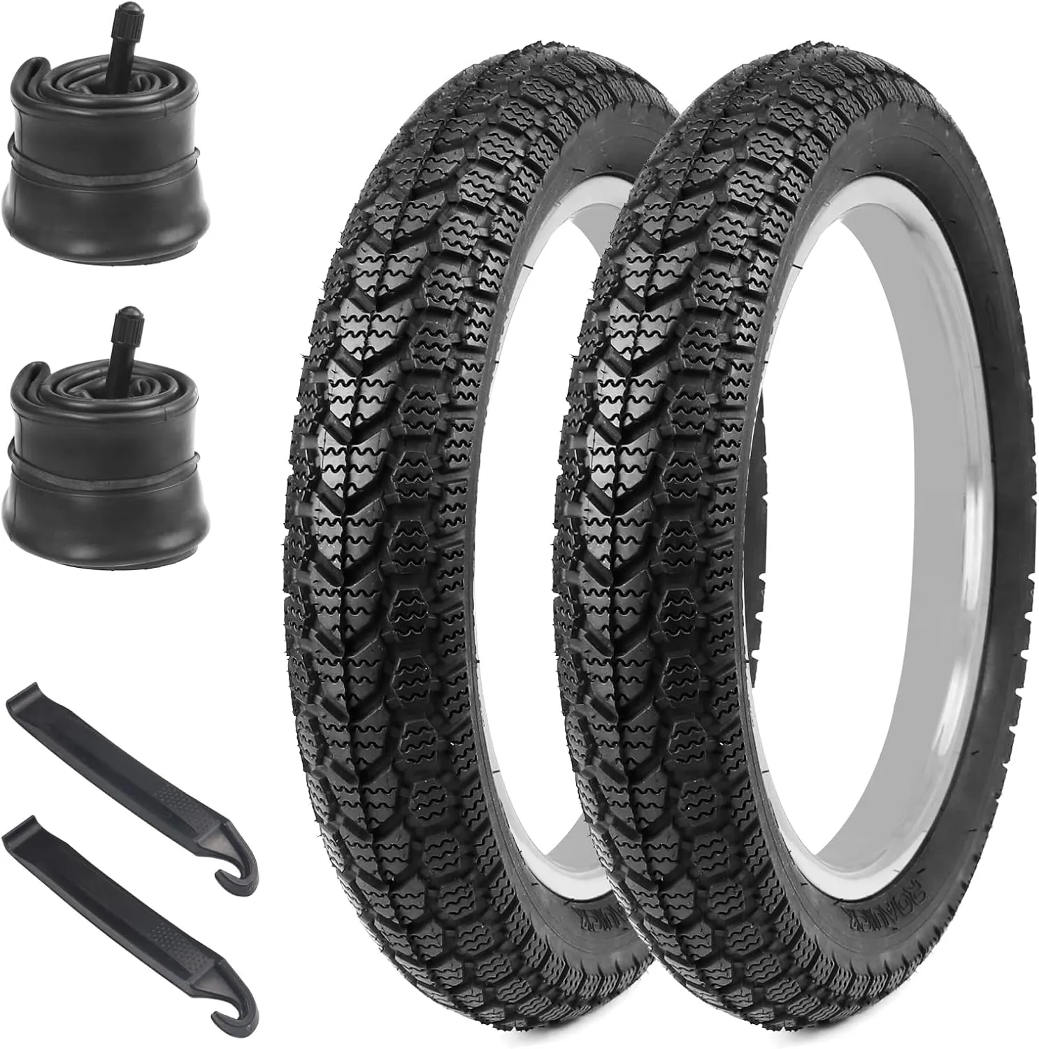 14 Inch E-Bike Tire Kids Bike Tire 2 Pack 14x2.125 Bicycle Tires with 2 Pack Inner Tubes Folding Replacement Bicycle Tire for Electric Bicycle