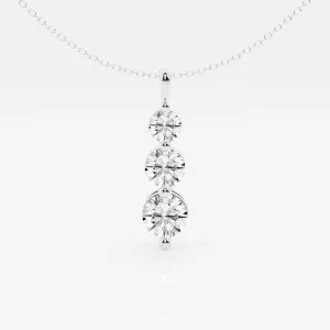 1.50 TCW Round Moissanite Diamond Three-Stone Drop Pendant Necklace