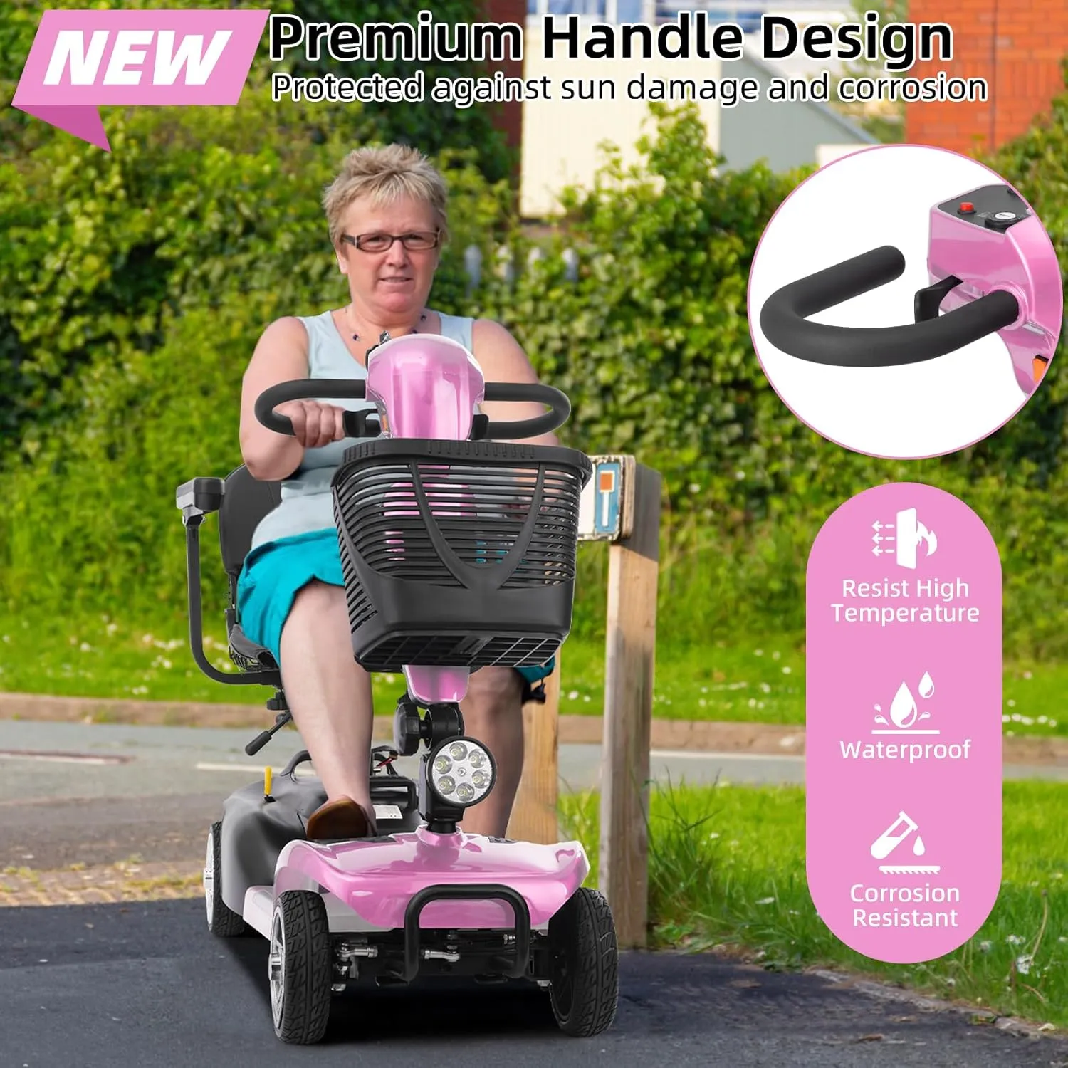 15/30 Miles Mbxcooter 4 Wheels Mobility Scooter for Adults&Seniors Up to 300LBS, 350W Electric Powered Wheelchair Device with Extended Battery, Dual Baskets, Rotating Seat, Weight Only 58 Pounds