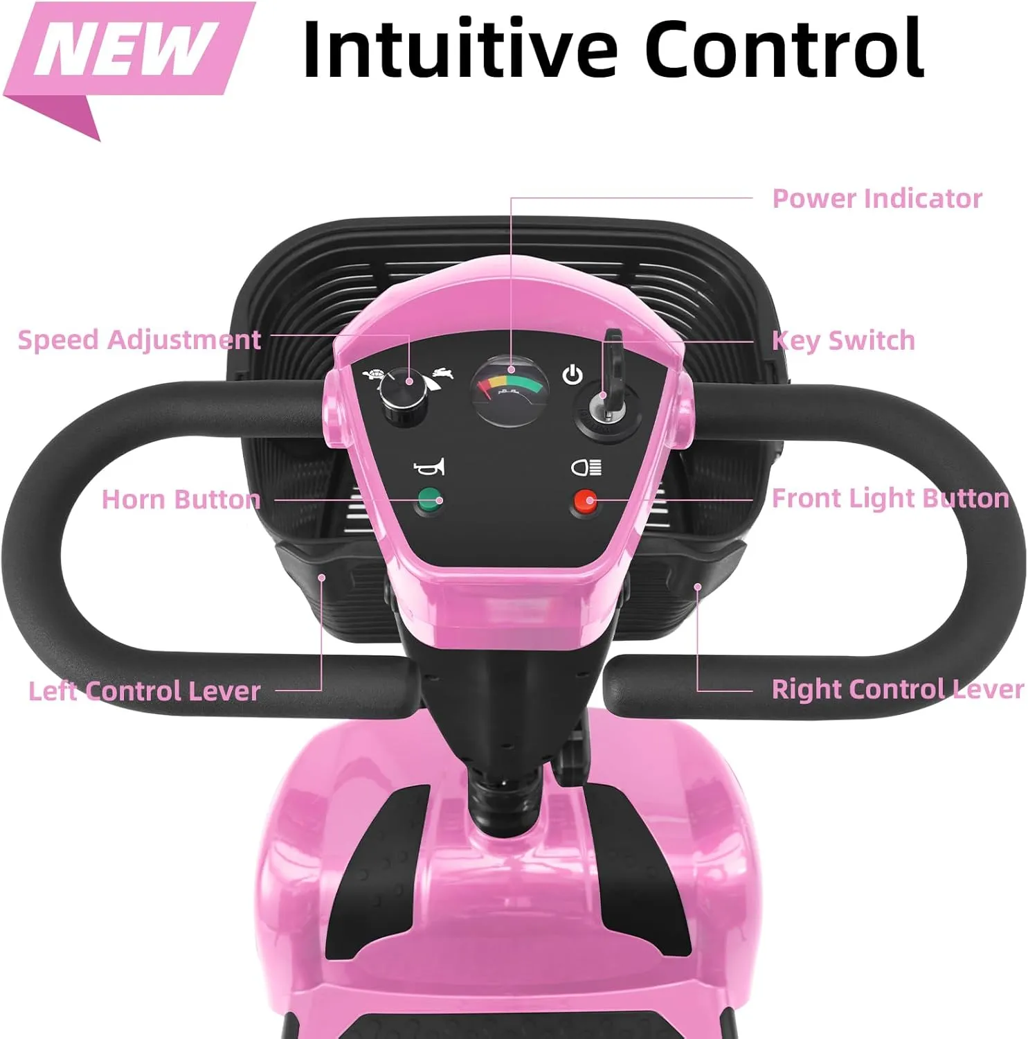 15/30 Miles Mbxcooter 4 Wheels Mobility Scooter for Adults&Seniors Up to 300LBS, 350W Electric Powered Wheelchair Device with Extended Battery, Dual Baskets, Rotating Seat, Weight Only 58 Pounds
