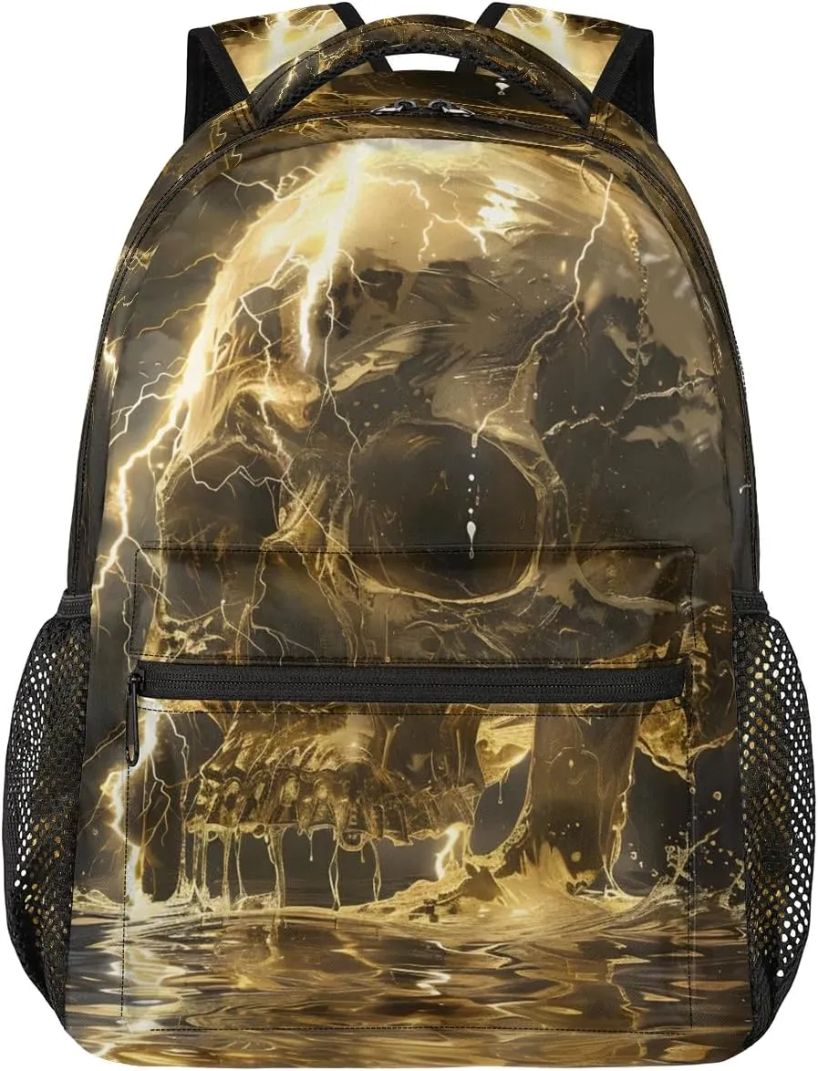 16 In Backpack for Women Men Skull Electricity Large Travel Daypack Lightweight Casual Bags Back Pack with Pockets Waterproof Rucksack Carry On Bag for Work Business Gym Hiking Sports Travel Gifts