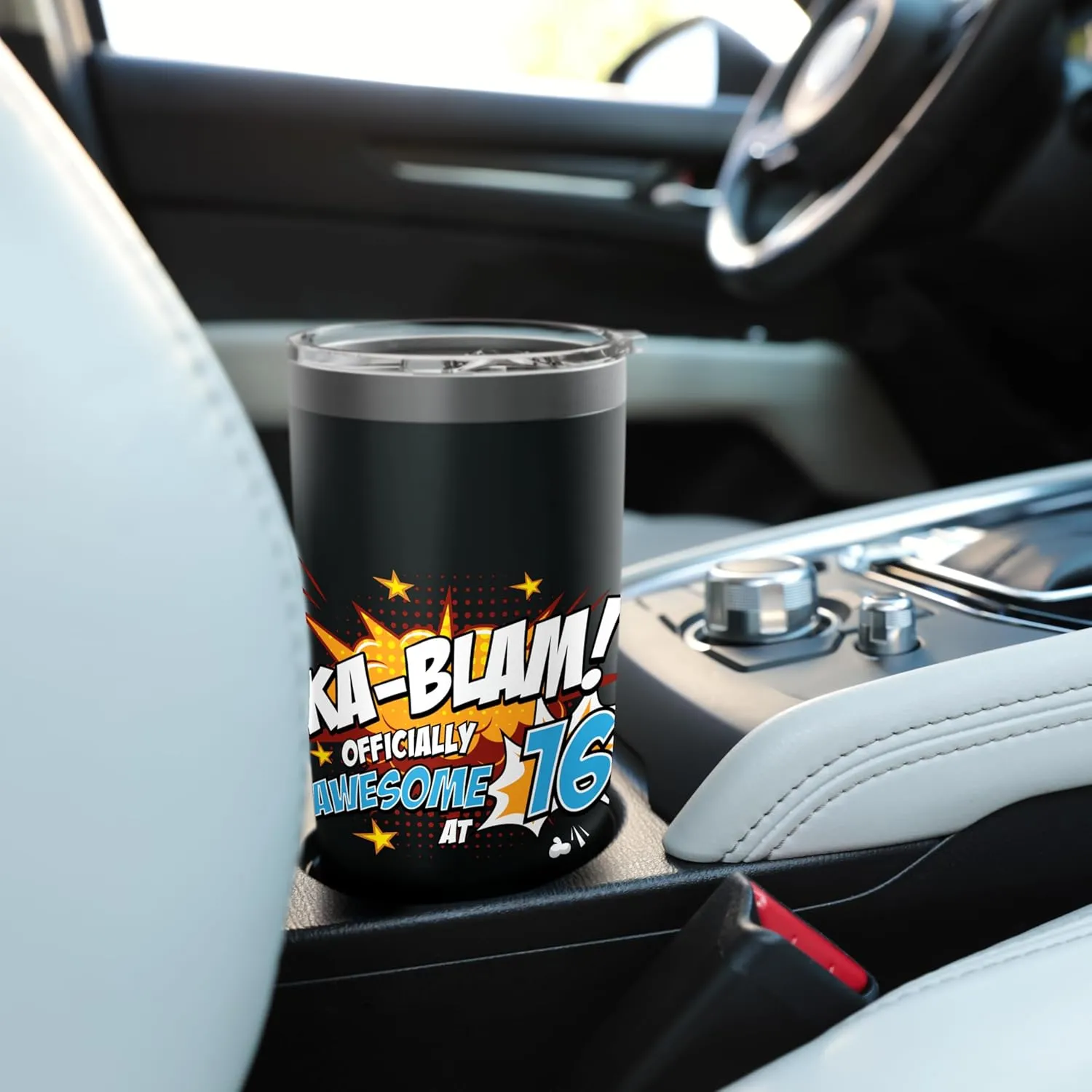 16th Birthday Comic Style Ka-Blam! 16 Year Old Boys Girls Stainless Steel Insulated Tumbler