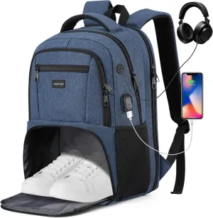 17,3 Inch Gym Backpack for Men with Shoe Compartment,Bookbag for Boys Teens for Workout Commuter College with USB Port Bag Pack for Athletic Crossfit Sports Wrestling