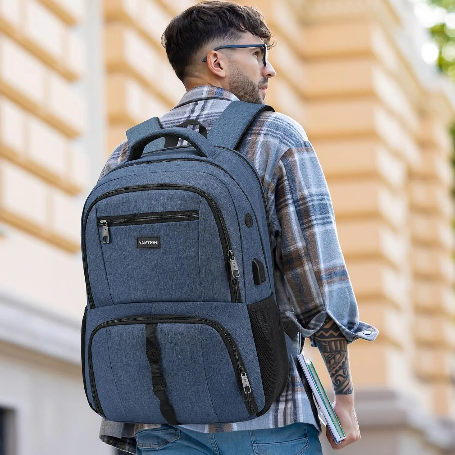 17,3 Inch Gym Backpack for Men with Shoe Compartment,Bookbag for Boys Teens for Workout Commuter College with USB Port Bag Pack for Athletic Crossfit Sports Wrestling