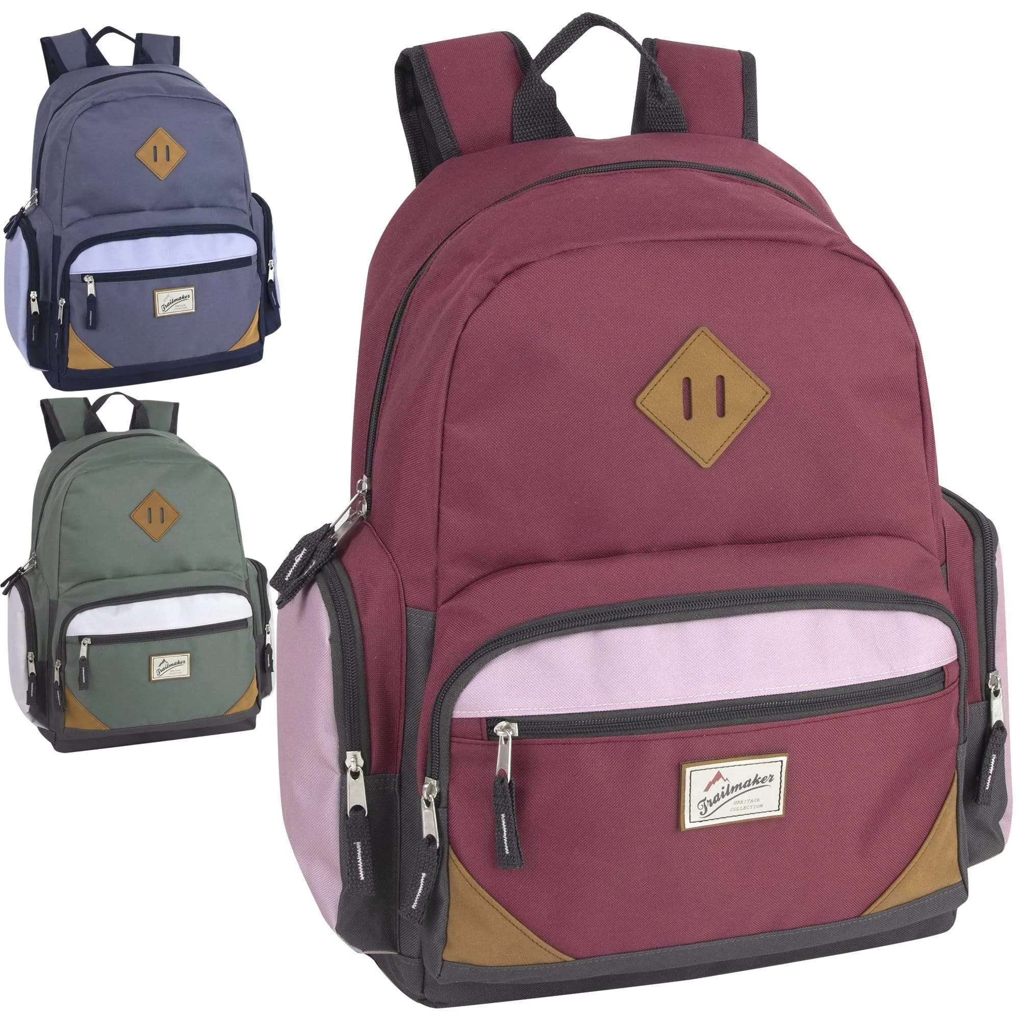 19 Inch Duo Compartment Backpack w Laptop Sleeve - 3 Colors ( 1 Case= 24Pcs) 1.19$/pc
