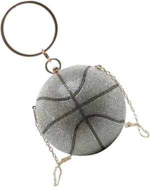 1Pc Basketball Shape Crossbody Bag for Women Stylish Handbag with Rhinestone Design Casual Messenger Bag for Travel Shopping and Everyday Use