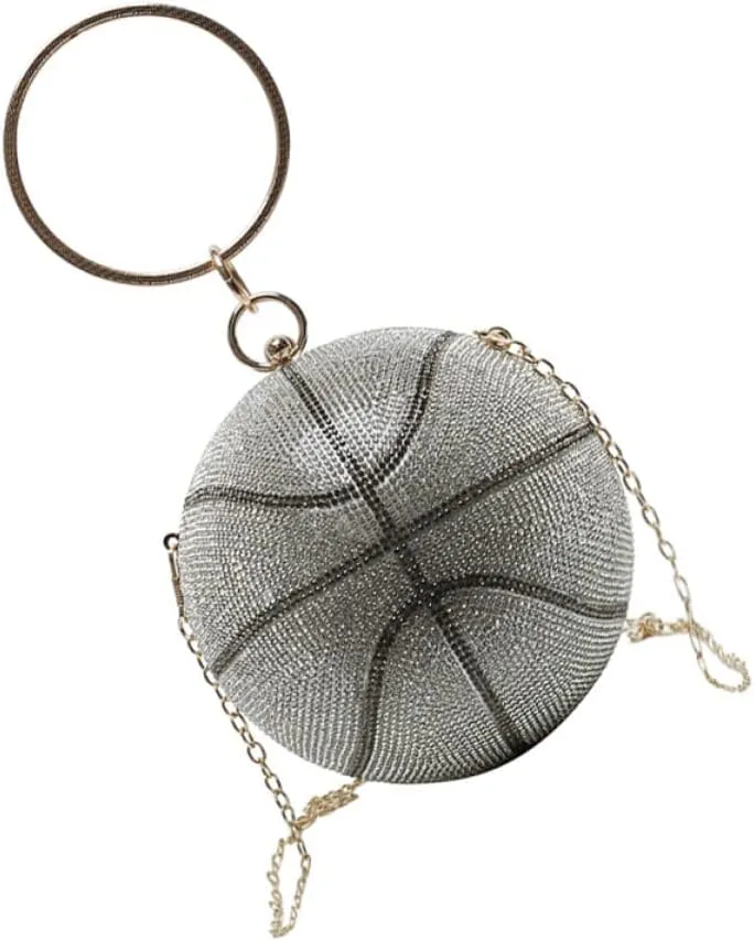 1Pc Basketball Shape Crossbody Bag for Women Stylish Handbag with Rhinestone Design Casual Messenger Bag for Travel Shopping and Everyday Use