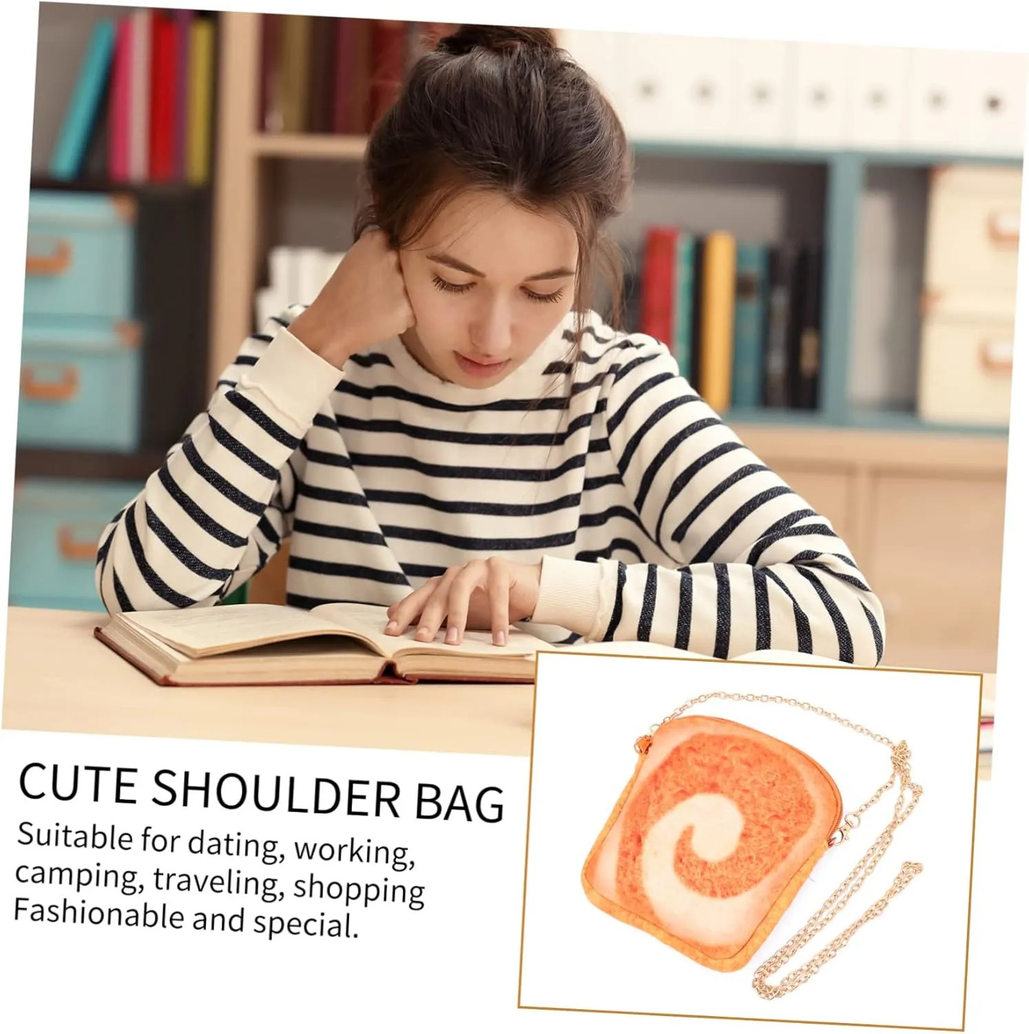 1pc Toast Messenger Bag Toast Shape Pouch Bag for Mini Crossbody Bag Shoulder Bag Toast Shape Bag Mini