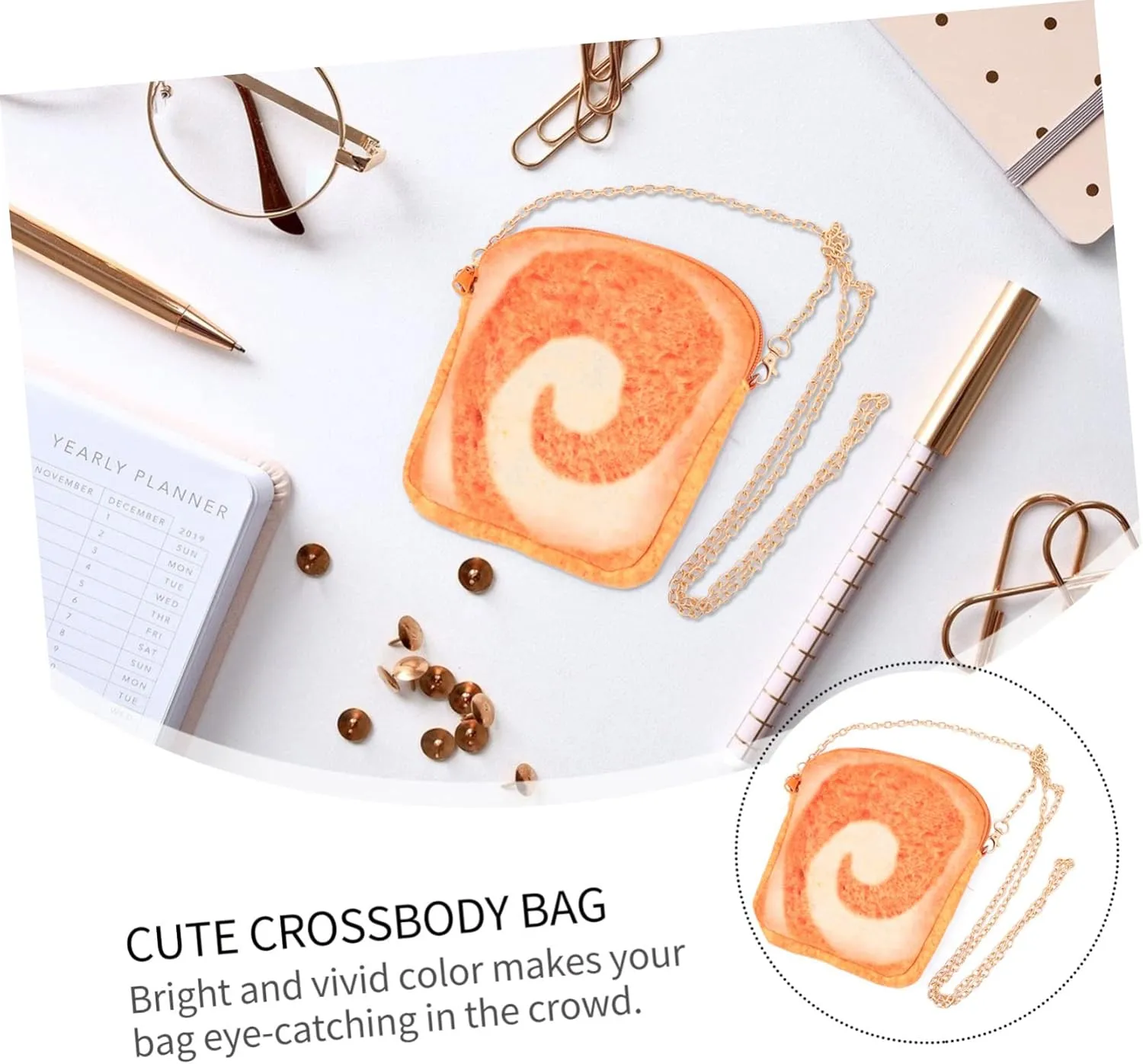 1pc Toast Messenger Bag Toast Shape Pouch Bag for Mini Crossbody Bag Shoulder Bag Toast Shape Bag Mini