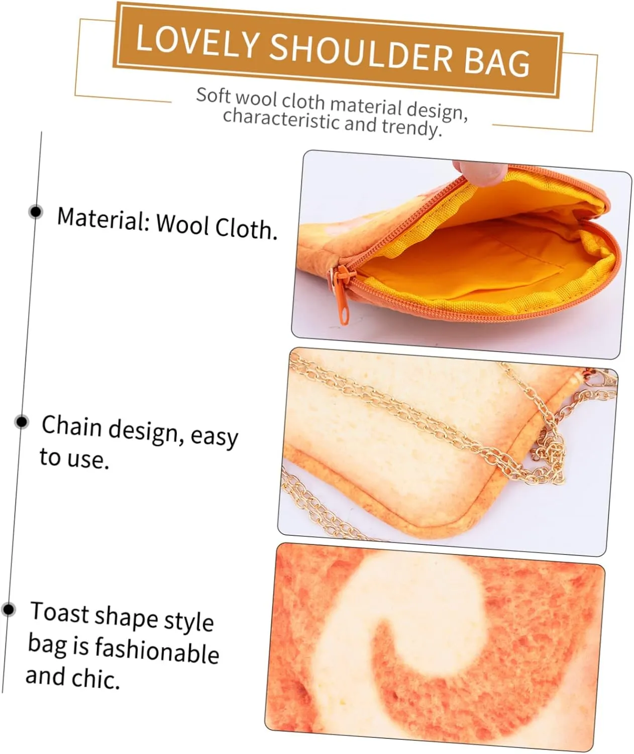 1pc Toast Messenger Bag Toast Shape Pouch Bag for Mini Crossbody Bag Shoulder Bag Toast Shape Bag Mini