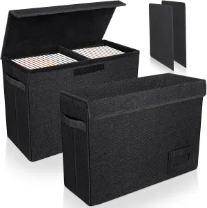 2-Pack Comic Book Organizer, Collapsible Comics Book Case with Dividers and Carrying Handles, Comic Short Box Holds 150 Comics, 15.5" X 7.5" X 11.3" Heavy-Duty Stackable Case