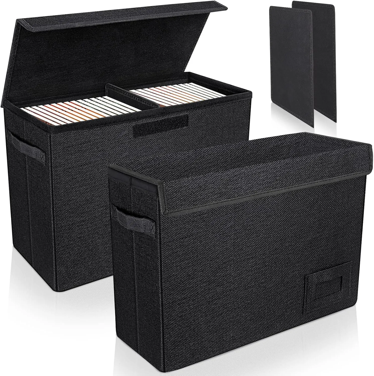 2-Pack Comic Book Organizer, Collapsible Comics Book Case with Dividers and Carrying Handles, Comic Short Box Holds 150 Comics, 15.5" X 7.5" X 11.3" Heavy-Duty Stackable Case