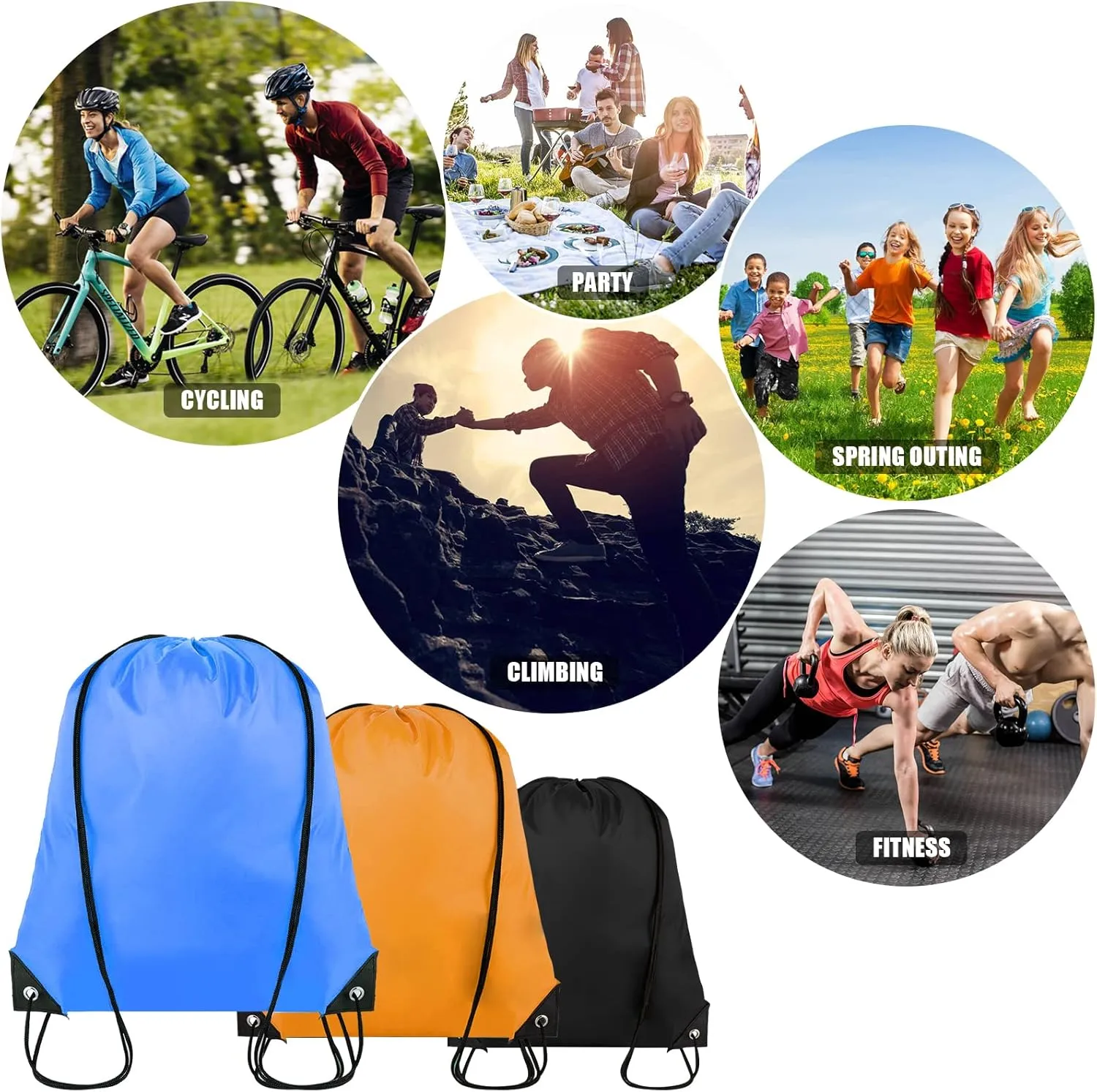 20 Pieces Drawstring Backpack Bulk Cinch Sackpack Ployster Drawstring Bags for Gym Party Trip(20 Colors)