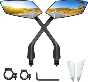 2024 New Handlebar Bike Mirror, Safe Crystal Convex Wide Angle UHD Glass Bicycle Mirror, Adjustable Rearview Mirror, Easy Installation for Ebike Scooter Snowbike (Convex Silver 1 Pair)