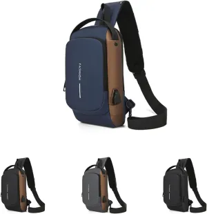 2025 New Carbon Fiber Streamline Anti-Theft Sling Bag, Usb Charging Sport Sling Anti-Theft Shoulder Bag