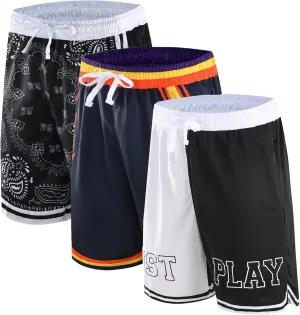 2/3 Pack Basketball Shorts with Zipper Pockets for Men,Active Athletic Shorts