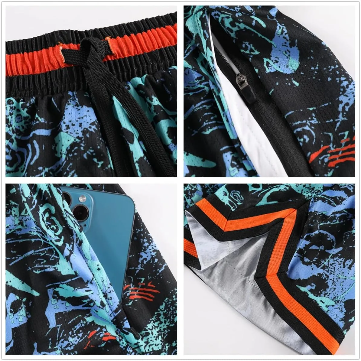2/3 Pack Basketball Shorts with Zipper Pockets for Men,Active Athletic Shorts