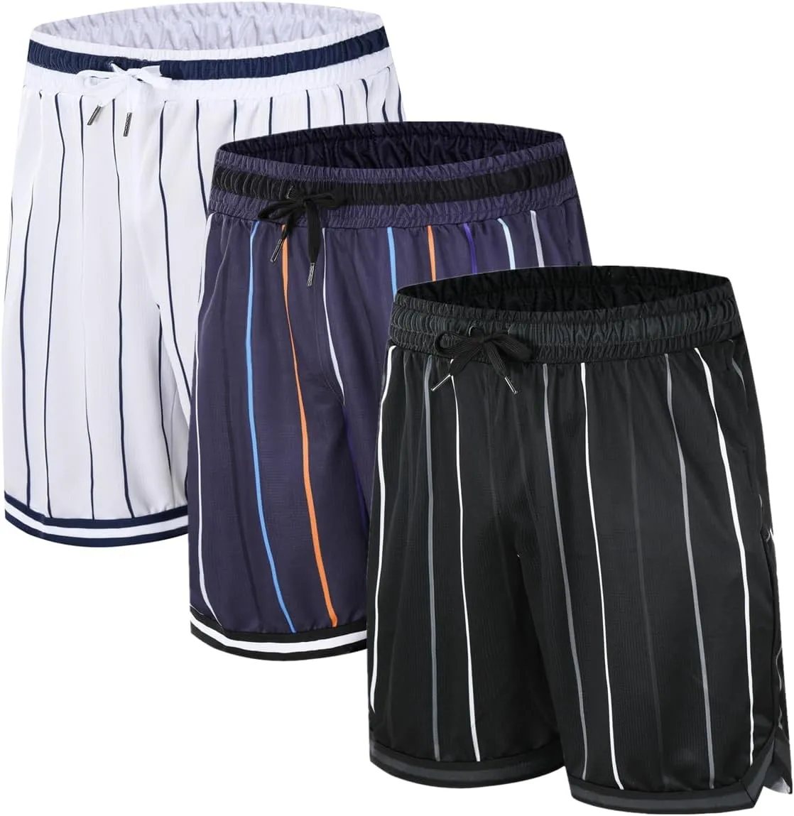 2/3 Pack Basketball Shorts with Zipper Pockets for Men,Active Athletic Shorts