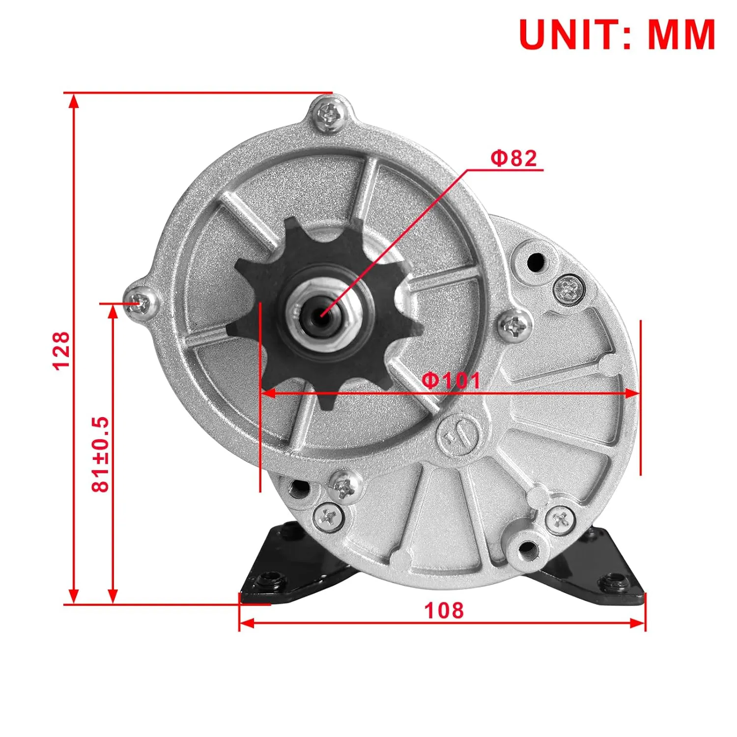 24 Volt 350 Watt MY1016Z3 Gear Reduction Electric Motor with 9 Tooth Sprocket for E Scooter
