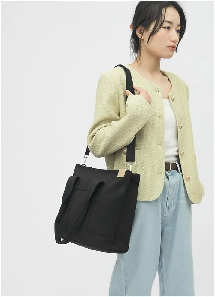 2E-youth Canvas Tote Bag for Women Large Capacity Multi-Pocket Handbag Crossbody bag Satchel Bag
