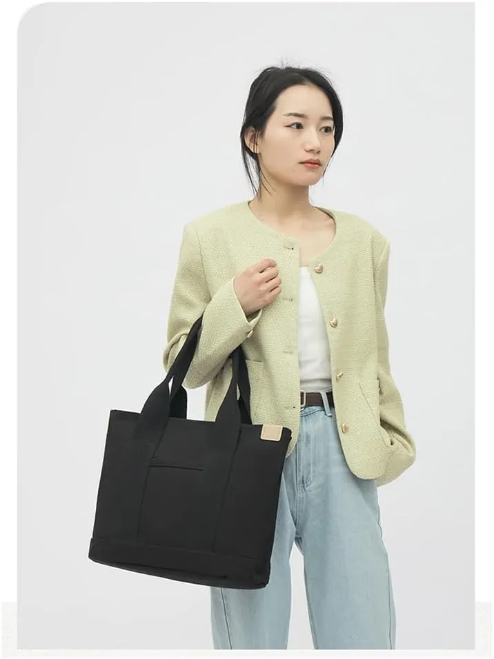 2E-youth Canvas Tote Bag for Women Large Capacity Multi-Pocket Handbag Crossbody bag Satchel Bag