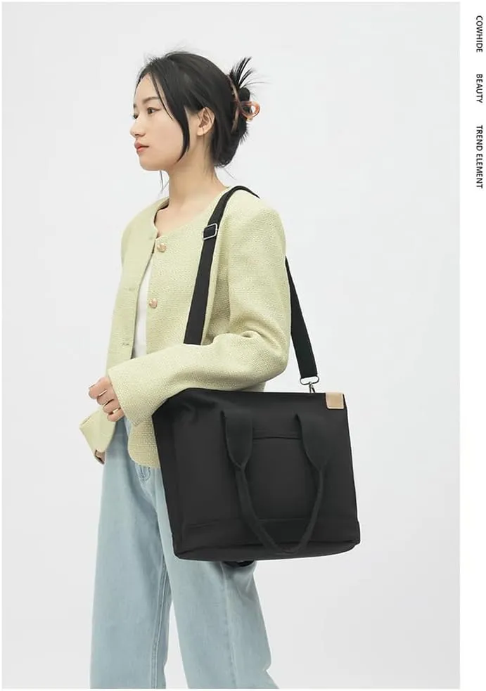 2E-youth Canvas Tote Bag for Women Large Capacity Multi-Pocket Handbag Crossbody bag Satchel Bag