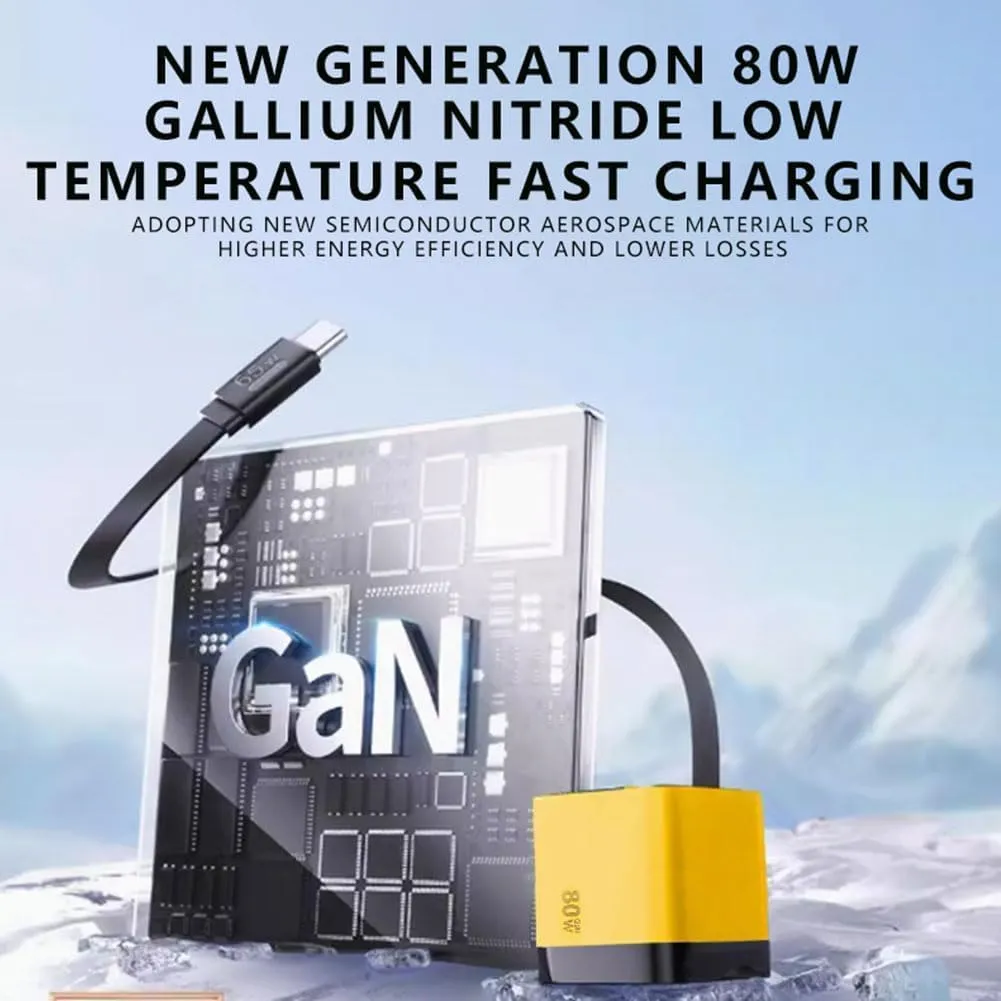 3 in 1 GaN Charger, 2025 New Scalable 80w Max Fast Charger Module with Type C Cable and 2 USB Ports, Retractable Phone Wall Plug for iPhone, Phone and Laptops (Green)