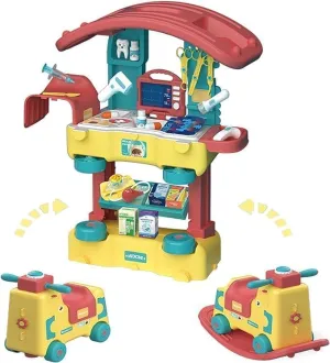 3 in 1 Toddler Kids Tool Bench Set-Rocking Toy, 254 Pcs Pretend Play Toddler Toy Tools with Realistic Accessories,Construction Tool Kit,Toys Gift for 3-8 Years Old Boys Girls (Yellow Red)