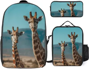 3 Piece Backpack for Women Men Lightweight Causal Daypack Shoulder Bag Set with Insulated Lunch Bag And Pencil Case Organizers On The Prairie