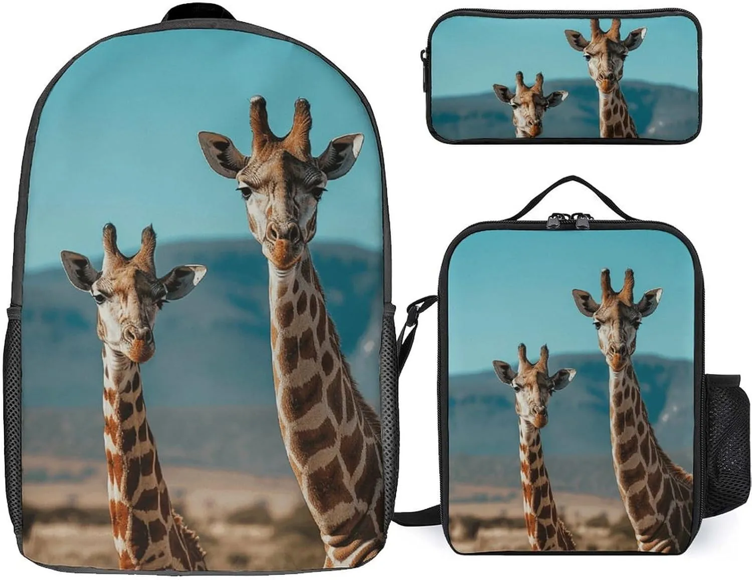 3 Piece Backpack for Women Men Lightweight Causal Daypack Shoulder Bag Set with Insulated Lunch Bag And Pencil Case Organizers On The Prairie