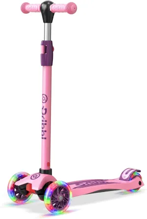 3-Wheel Kids Scooter - Lean-to-Steer Technology, Adjustable Height Handlebar, Wide Deck, Scooter for Boys & Girls Ages 3 , Child Safety Approved, Support Riders Up to 165 lbs, Purple and Pink